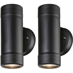2er Set UP Down LED Außen Wand Lampen Fassaden Garten Terassen Beleuchtung Leuchten IP 44 Schwarz