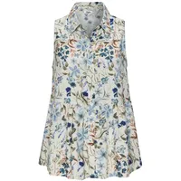 Buffalo Blusentop Damen creme-blau bedruckt Gr.40