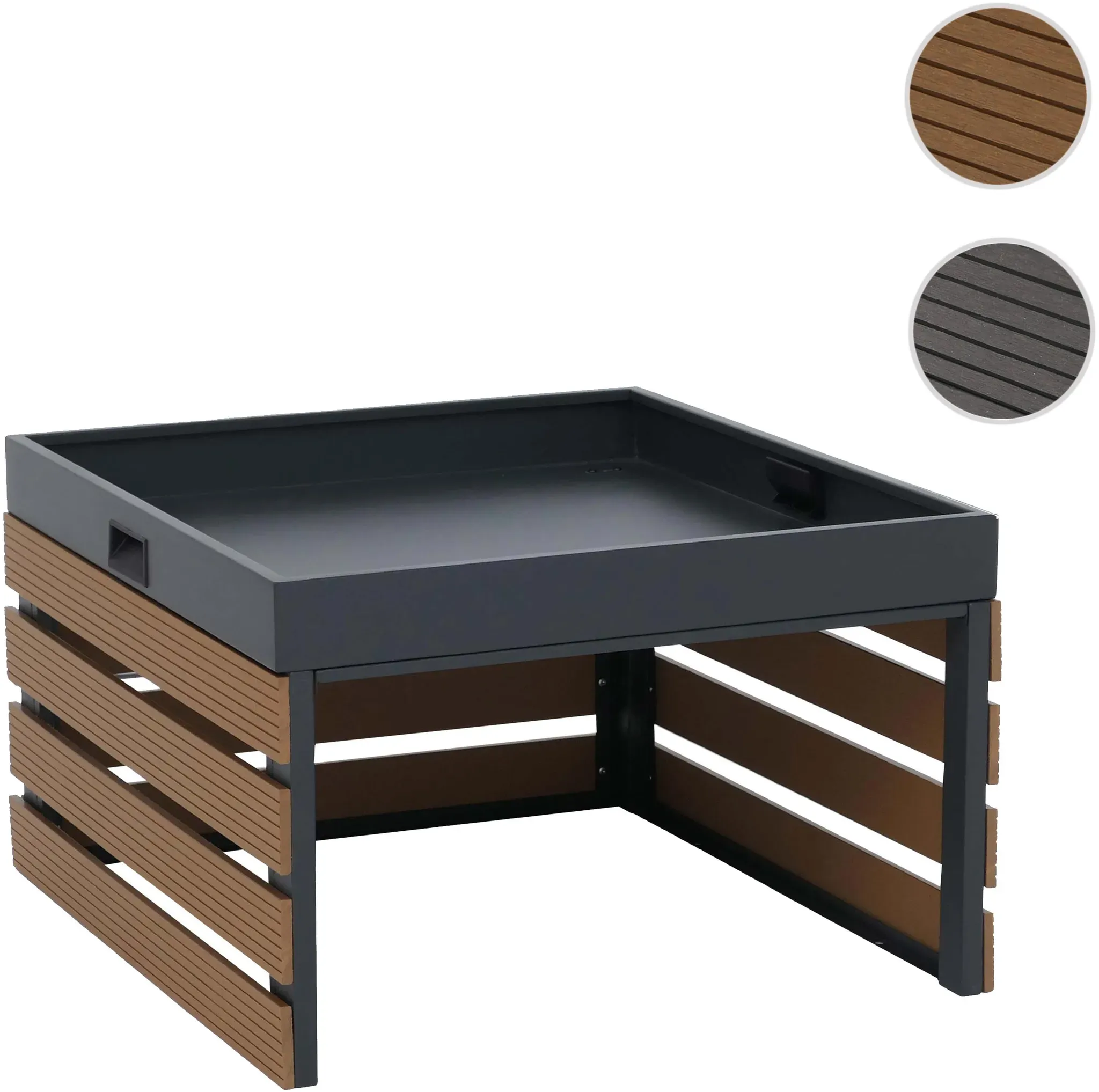 Mähroboter-Garage mit Pflanzkasten HWC-Q70, Dach Unterstand für Rasenmäher, WPC Metall 40x62x69cm ~ teak