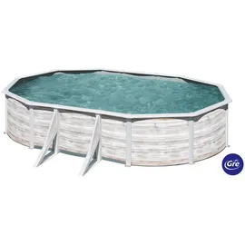 Gre Nordic Oval-Stahlwandbecken-Set 500 x 300 x 120 cm inkl. Sandfilteranlage und Reinigungsset