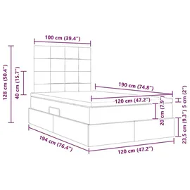 vidaXL Bett mit Stauraum und LED mit LED Dunkelgrau 120 x 190 cm Samt
