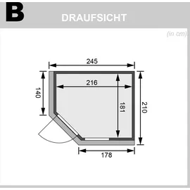 Karibu Fiona inkl. 9 kW Ofen + ext. Steuerung + Dachkranz