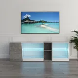 Mondeer TV-Lowboard TV-Schrank mit Led-beleuchtung 140cm breit Weiß und Grau - Weiß/Grau