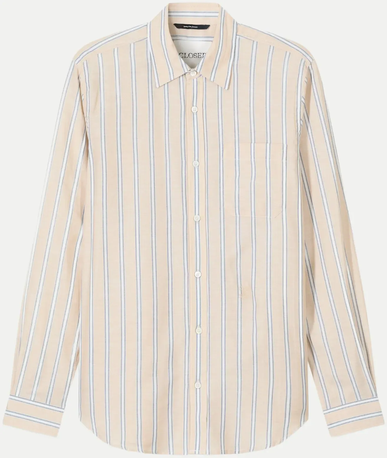 Blusenhemd mit Streifenmuster Beige L