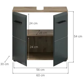 xonox.home Waschbeckenunterschrank 60 x 54 cm Schwarz Matt