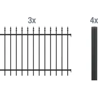 GAH Alberts Zaun-Set 6 m x 120 cm Schwarz