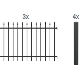 GAH Alberts Zaun-Set 6 m x 120 cm Schwarz