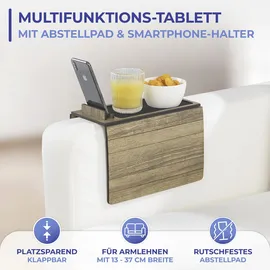 Maximex Multifunktions-Sofa-Tablett, mit Anti-Rutsch-Noppen und Smartphone-/Tablethalterung