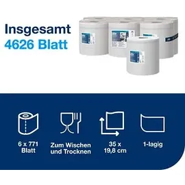TORK Putztuchrollen Advanced M2 1-lagig weiß, 771 Blätter, 6 Rollen