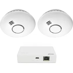 Alecto SMART-SMOKE10 SET 2 - Starterset Smart Zigbee Verbindungsstück mit 2 Smart Zigbee Rauchmeldern, weiß