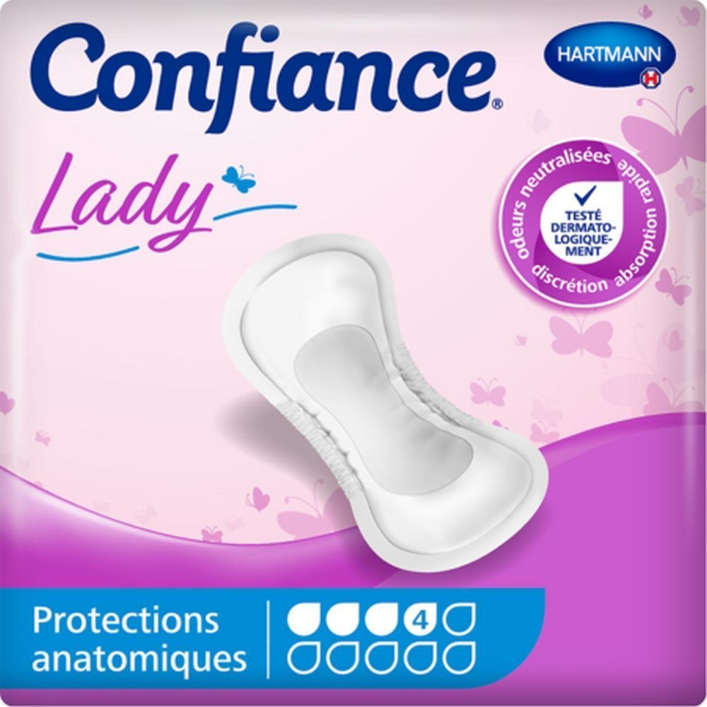 CONFIANCE LADY ABSORPTION 4 G - Protection anatomique hypoallergénique pour incontinence u