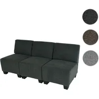 Modular 3-Sitzer Sofa Couch Lyon, Stoff/Textil ~ anthrazit-grau, ohne Armlehnen