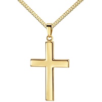 JEVELION Kreuzkette großer Kreuzanhänger 585 Gold - Made in Germany (Goldkreuz, für Damen und Herren), Mit Kette vergoldet- Länge wählbar 36 - 70 cm oder ohne Kette.