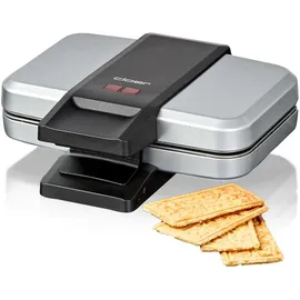 Cloer 6119 Waffeleisen 4 Kekse, Spekulatius je 6 x 11 cm, Plätzchen für Weihnachten, 600 W, silber,