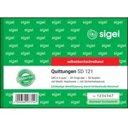 SIGEL Quittung A6 quer SD121 fortlauf. nummer.