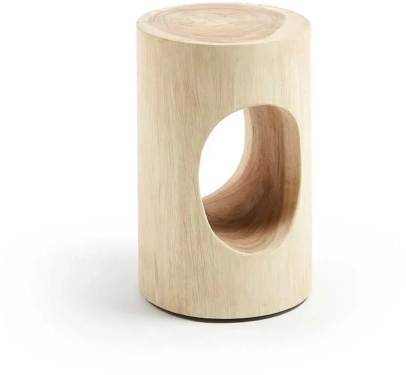 Holz Beistelltisch im rustikalen Landhausstil naturbelassen geschnitzt