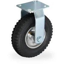 Relaxdays Bockrolle, 2.50-4, Traglast 120 kg, Gummi, Stahlplatte, luftbereift, Schwerlastrad, Gummirolle, schwarz/silber