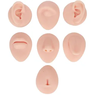 Körperpiercing-Übungsmodell, Weiche Silikon-Piercing-Übungskörperteile mit Zungen- und Mundmodell,Auge-Nasen-Ohr-Modell,Bauchnabelmodell,Zur Schmuckpräsentation,Zum Üben von Nähten (Helle Hautfarbe)