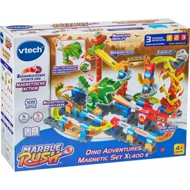 Vtech Marble Rush - Dino Adventures Magnetic Set XL400 E – Interaktive Murmelbahn mit spannenden Bahnelementen und verschiedenen Aufbaumöglichkeiten – Für Kinder von 4-12 Jahren