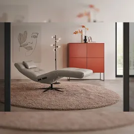 KAWOLA Relaxliege LETICIA motorisch mit Nackenkissen Leder grau