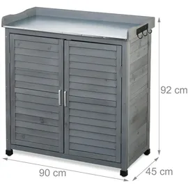 Relaxdays Pflanztisch grau 92 x 90 x 45 cm