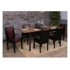 Mendler 4er-Set Esszimmerstuhl Stuhl Küchenstuhl Littau ~ Kunstleder, schwarz-rot, dunkle Beine