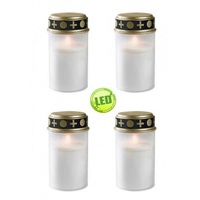 Fachhandel Plus LED-Kerze 4er Set LED Grablichter weiß inklusive Batterien (Set, 4-tlg) weiß