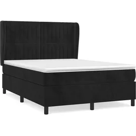 vidaXL Boxspringbett mit Matratze Schwarz 140x200 cm Samt