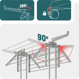 VOUNOT Wäscheständer Turm 1,73 m grau