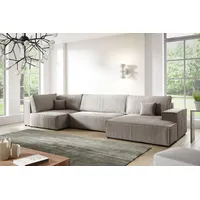 BroMARKT Ecksofa PABLO Maxi Schlaffunktion Bettkasten U-Form 398x148x85cm Beige - Beige