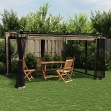 Festnight Garten Pavillon 4x3 m Pergola mit Seitenwänden Moskitonetz Gartenpavillon mit Verstellbares Dach Partyzelt Metall Terassenüberdach Terassenüberdachung überdachung Terrasse