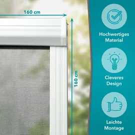 APANA Insektenschutz Fenster Rollo 160 x 160 cm braun