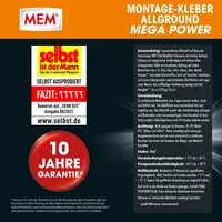 mem Montagekleber Mega Power 2x 450 g weiß