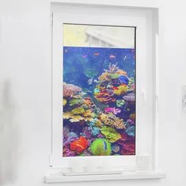 Lichtblick Fensterfolie Aquarium 1 St., blickdicht, strukturiertKlebepunkte, selbstklebend, Sichtschutz bunt