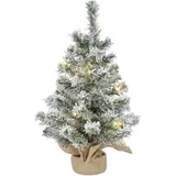 Kaemingk Everlands Mini Weihnachtsbaum im Jutesack 45 cm grün weiß beleuchtet warmweiß
