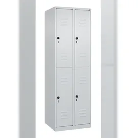 C+P Doppelstock-Spind Classic PLUS, 2 Abteile, 1850x600x500mm, 7035/7035 Verschluss Sicherheits-Drehriegel