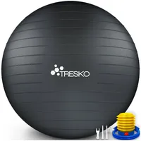 TRESKO Gymnastikball (Anthrazit, 75cm) mit Pumpe Fitnessball Yogaball Sitzball