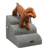 Deconovo Hundetreppe für Kleine Hunde 3 Stufen Tragbare Haustiertreppe mit Waschbarer Bezug Hunderampe rutschfest Katzentreppe Haustierrampe für Ältere Hunde mit Gelenkproblemen, 57x40x40 cm, Hellgrau
