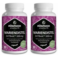 Mariendistel 500 mg Extrakt hochdosiert vegan Doppepack 2x90 St Kapseln