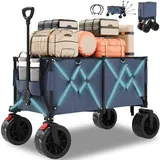 Homall 260L Bollerwagen Faltbar 150KG Belastbar, XXXL Faltbarer Bollerwagen für Outdoor Garten Strand Einkaufen, Handwagen mit 10 cm Extra Breite Rollen