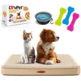 LOVPET LovPet® Hundebett orthopädisches Hundekissen Hundekorb Cookie, Inkl. Napf + 3X Kauknochen, Hundesofa für Kleine, Mittelgroße & Große Hunde, Bezug abnehmbar und waschbar