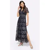 Heine Abendkleid Etuikleid Geblümt Blau 44