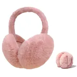 Votoko Winter Ohrenwärmer Damen, Faltbare Wärmer plüsch Ohrenschützer, Winter Earmuffs Kälteschutz Winterzubehör für Mädchen Frauen (Dunkelrosa) - Einheitsgröße