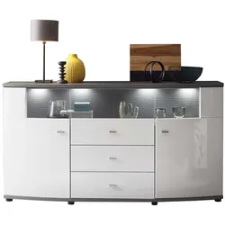 Sideboard Trendy - Weiß Hochglanz / Anthrazit