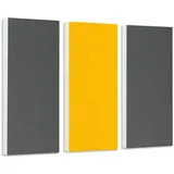 platino24 Schallabsorber COLORE aus Basotec G+ I Akustikpaneele mit Akustikfilz I 3 Wand-Paneele in Granitgrau + Sonnengelb I Akustikplatten zur Schalldämmung in Büro, Studio & Wohnung