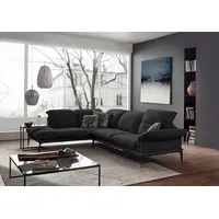 W.SCHILLIG Ecksofa sherry, Designsofa mit tollem Sitzkomfort, elegant und zeitlos, L-Form, mit Kopfstützenverstellung, Winkelfüße in Schwarz, Breite 302 cm grau