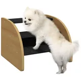 PawHut Haustiertreppe 3-stufige Hunderampe Katzentreppe für Kleine Hunde bis 10 kg (Haustierrampe, 1-St., Haustierleiter), Eiche+Schwarz 38,5 x 38,5 x 30 cm beige|schwarz