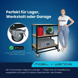 Proregal Kommissionierwagen Metall 100x90x50 cm schwarz fahrbar