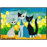 Salonloewe Fußmatte Lifestyle Springtime 50x75 cm Frühling Eingangsmatte bunt Blumen Katzen Fussabtreter