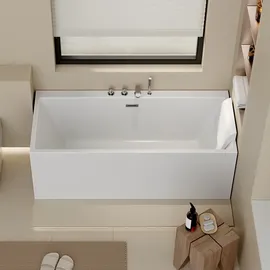 Home Deluxe AMBER freistehende Badewanne 170 x 58 x 80 cm (inkl. Ablauf, LED Beleuchtung, Whirlpool)
